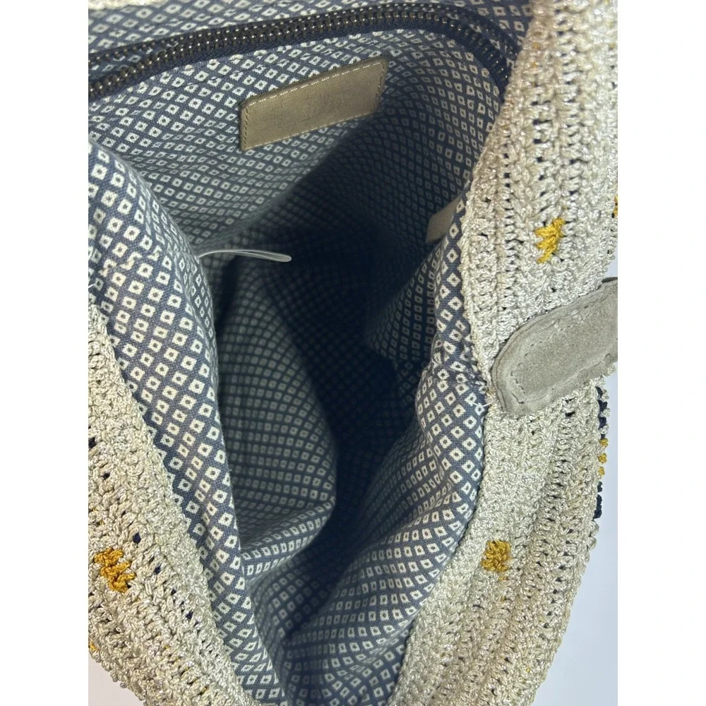 Jasper & Jeera Dauphine Hobo Bag Medium Gray Suede Crochet Cross Body $148